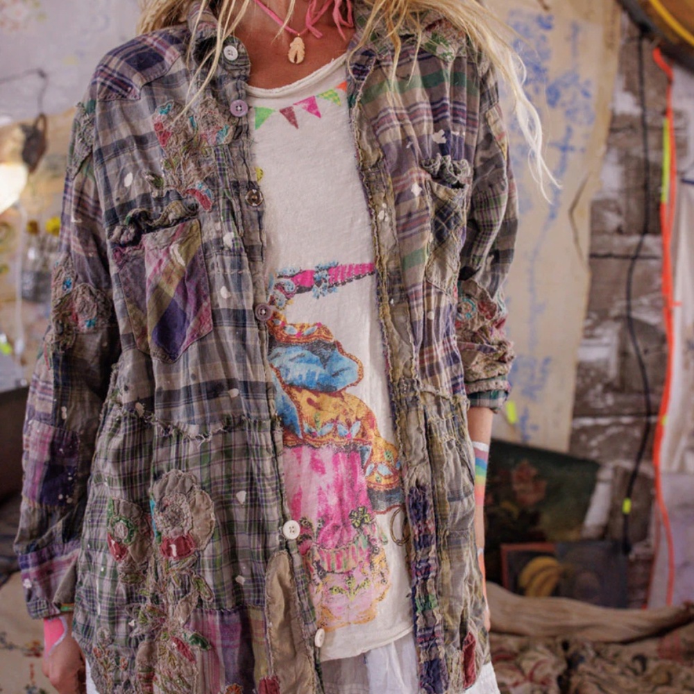 Magnolia Pearl Multicolor Patchwork Button up NWT… - image 1